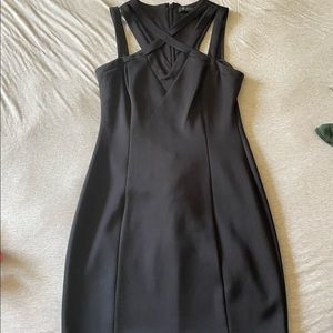 GUESS brand size 12 black cocktail dress with asymmetric neckline and racerback